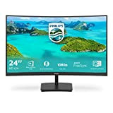 Philips 241E1SCA 24" Gaming Monitor Curvo Freesync 75 Hz LED VA FHD, 4ms, 3 Side Frameless, Casse Audio Integrate, Low ...