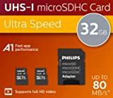 Philips FM32MP45D Micro SD 32 GB fino 80 MB/sec(R), microSDHC con Adattatore SD A1 U1 C10 V10 confezione da 2 ...