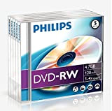 Philips PHOV-RW4754JC Media Box DVD-RW vuoto da 5 pezzi, la confezione può variare