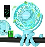 Portable Stroller Fan, 40H 10000mAh Battery Operated Fan With Flexible Tripod, Personal Mini Handheld Fans Clip On For Baby Stroller, ...