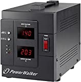 PowerWalker AVR 2000/SIV Regolatore di tensione, 2 Uscita AC 230V (Schuko), 50/60 Hz, 1600W, Nero