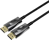 PremiumCord Cavo ottico DisplayPort 1.3/1.4 M/M 25 m, DisplayPort a DisplayPort, 32,4 Gbps, video 8K@60Hz, 5K@60Hz, 4K@60Hz, 2160p, connettori placcati ...