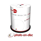 Primeon CD-R 80 min/700 MB/52x Cakebox (100 Disc), Photo On Disc Surface, Inkjet Fullsize Printable