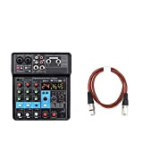 Professional Audio Mixer Portable Mixing Console 6 Channels Bluetooth Soundcard USB Play Record Computer Playback Mini Audio Mixer Broadcast Podcast ...