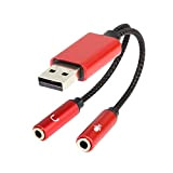 QIANRENON Adattatore audio USB, USB 2.0 maschio a doppio adattatore per cuffie femmina da 3,5 mm, 2 e 1 cavo ...