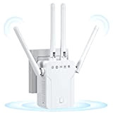 Qoosea Wifi Amplificatore WiFi Extender Booster, WiFi Ripetitore Internet Booster, 300Mbps 2.4GHz WiFi Booster con 2 Porte Ethernet, 4 Antenne, ...