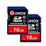 QUMOX 2pcs Confezione da 16 GB SD HC 16 GB SDHC Class 10 UHS-I Secure Digital Scheda di Memoria HighSpeed ...