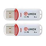 QUMOX 2X 8GB 8 GB Pen Drive USB 2.0 Flash Stick Rosso/Bianco