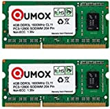 QUMOX 8GB (2X 4 GB) 204 Pin DDR3L-1600 SO-DIMM (1600Mhz, PC3L-12800S, CL11, 1.35V, Low Voltage)