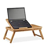 Relaxdays Tavolino Porta Pc Altezza Regolabile da Letto, Supporto Laptop con Cassetto, Bambú, Marrone Chiaro, 30 x 69 x 35 ...