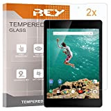 REY Pack 2X Pellicola salvaschermo per Google Nexus 9 8,9", Pellicole salvaschermo Vetro Temperato 9H+, di qualità Premium Tablet