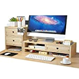 Rialzo per monitor da scrivania, con 3 cassetti, per riporre oggetti da ufficio e spazio per tastiera e mouse, formato ...