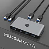 Rocketek USB 3.0 KVM Switch, 4 Porte USB 3.0 Switch per 2 PC Commutatore USB Switch 2 Ingressi 4 Uscite ...