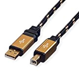 ROLINE - Cavo USB 2.0, con contatti dorati, spina A su spina B, 1,8 m