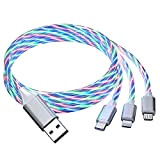 S16 CAVO USB MULTIFUNZIONE LUMINOSO, 3 IN 1 con Luce Fluente LED Multiplo Cavetto [1.2M] cavo di ricarica USB compatibile ...