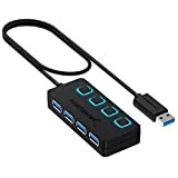 Sabrent Hub USB 3.2 Gen 1, Ciabatta multipresa USB, Sdoppiatore USB, 4 Porte con Singoli Interruttori ON/OFF e Spie LED, ...