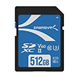 Sabrent Scheda SD 512GB v60, SDXC Card UHS-II, Memoria SD U3, Memory card con lettura fino a 270MB/S, per fotografi ...