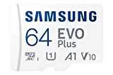 Samsung Scheda di memoria Evo plus 64 GB microSD SDXC U1 classe 10 A1 130 MB/S con adattatore versione 2021 ...