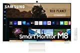Samsung Smart Monitor M8 (S32BM801), Flat 32'', 3840x2160 (UHD 4K), Piattaforma Smart TV (Amazon Video, Netflix), Airplay, Mirroring, Office 365, ...