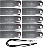 SanDisk 16GB Cruzer Force USB 2.0 Flash Drive SDCZ71-016G (10 Pack) Bundle with (1) GoRAM Black Lanyard (16GB)