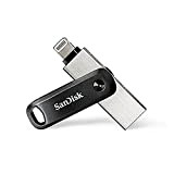 SanDisk 256 GB, iXpand Go, Unità Flash con connettori Lightning e USB 3.0 per iPhone/iPad, Mac e PC.
