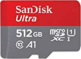 Sandisk 512 Gb, Ultra Scheda Di Memoria Microsdxc Con Adattatore Sd, Fino A 120 Mb/S, Prestazioni Dell'App A1, Clase 10, ...