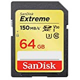 SanDisk 64 GB Extreme scheda di memoria, SDXC, fino a 150 MB/s, Classe 10, Nero
