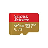SanDisk Extreme 64 GB scheda di memoria microSDXC e adattatore SD con App performance A2 e Rescue Pro, Rosso Oro