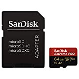 SanDisk Extreme Pro Scheda di Memoria microSDXC da 64 GB e Adattatore SD con App Performance A2 e Rescue Pro ...