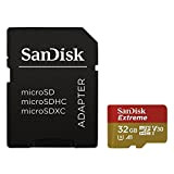 SanDisk Extreme Scheda di Memoria MicroSDHC da 32 GB + Adattatore SD fino a 100 MB/sec, Classe 10, U3, V30 ...