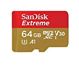 SanDisk Extreme Scheda di Memoria MicroSDXC da 64 GB + Adattatore SD fino a 100 MB/sec, Classe 10, U3, V30 ...
