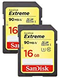 SanDisk Extreme Scheda di Memoria, SDHC da 16 GB, Doppio Pacco fino a 90 MB/sec, Classe 10, U3, V30