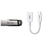 Sandisk Ultra Flair 64 GB, Chiavetta USB 3.0, Velocità di Lettura fino a 150 MB/s, Nero & Amazon Basics Adattatore ...