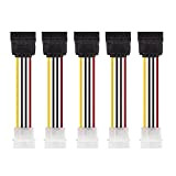 SATA Power Extension Cable, 15Pin SATA Male to 4Pin Female LP4, 8inchs, Pack of 5