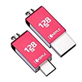 Scheda di Memoria 128GB Rossa USB C 3.0 Alta Velocità Doppia Flash Penna OTG Compatibile con HP Elite x2, Pavilion x2, Pro 608 ...