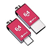 Scheda di Memoria 64GB Rossa USB C 3.0 Alta Velocità Doppia Flash Penna OTG Compatibile con HP Elite x2, Pavilion x2, Pro 608 ...