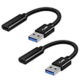 Sicotool USB C Female to USB Male Adapter Converter Cable [2 Pack] USB to USB Type C 3.1 Female 5Gbps/3A ...