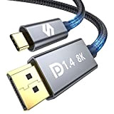 Silkland Cavo USB C DisplayPort 1.4 1M, 8K@60Hz, 4K@144Hz/120Hz, 5K@60Hz, 2K@240Hz/144Hz, 32.4Gbps, 8K Cavo Thunderbolt 4/3 a DisplayPort 1.4 per ...