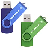 SIMMAX Chiavetta USB 2 pezzi 32GB Girevole Pendrive USB 2.0 Unità Memoria Flash (32GB Blu Verde)