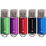 SIMMAX Pendrive 5 pezzi 16GB Chiavetta USB 2.0 Unità Memoria Flash (16GB Verde Viola Rosso Nero Blu)