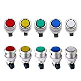 SJ@JX 10 PCS Arcade Game Push Buttons Chrome Plating Controller with Micro Switch for PC MAME Raspberry Pi