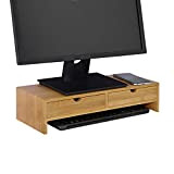 SoBuy Stand Supporto per Monitor,Organizzatore da scrivania, porta PC, bambù, FRG198-N,IT