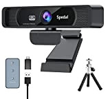 Spedal HD 4K Webcam con Microfono e treppiede, Webcam Grandangolare a 120 ° con Telecomando, Webcam in Streaming per PC ...