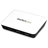 StarTech.com Adaptador de Red NIC Gigabit Ethernet Externo USB 3.0 con Hub Concentrador 3 Puertos con Alimentación - Negro blanco