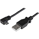 StarTech.com Cavo di Ricarica e Sincronizzazione Micro USB da 1 M, USB-A a Micro B ad Angolo Destro, M/M, 0,25 ...