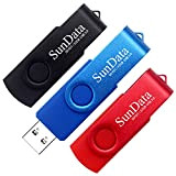 SunData 3 Pezzi Chiavetta USB 3.0 32GB Pendrive Girevole archiviazione dati pen drive Fino a 90 MB/s, (3 Colori Misti: ...