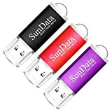 SunData 3 Pezzi Pendrive 32GB Chiavetta USB 3.0 archiviazione dati pen drive Fino a 90 MB/s, (3 Colori Misti: Nero, ...