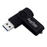 SunData Chiavetta USB 3.0 32GB Pendrive Girevole archiviazione dati pen drive Fino a 90 MB/s, (Confezione Singola: Nero)