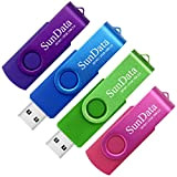 SunData Chiavetta USB 32GB 4 Pezzi PenDrive Girevole USB2.0 Flash Drive Thumb Drive Memoria Stick per Archiviazione Dati con Luce ...