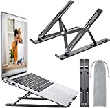 Supporto PC Portatile, Alluminio Ventilato Raffreddamento Porta Notebook, Angolazione Regolabile Portatile Pieghevole Stand Supporto per MacBook/HP/Air/iPad Altri 10-15.6" Tablet (Grigio/Nero) ...